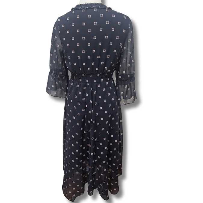 Jacquie Navy Sheer Midi Dress – Size 8 – Fully Lined - Image 2